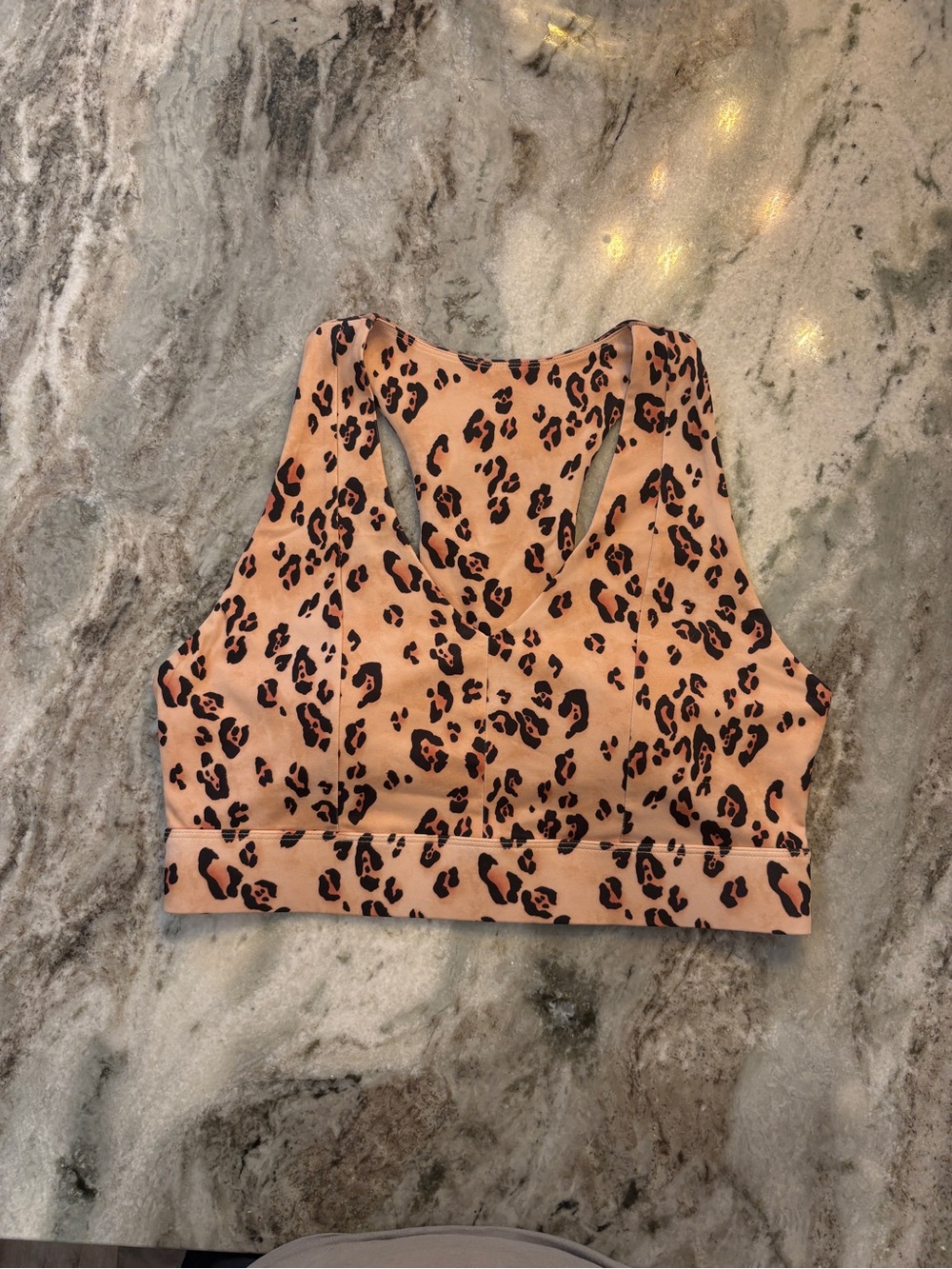 Fabletics Leopard Print Longline Sports Bra Size Large NWOT Animal Print